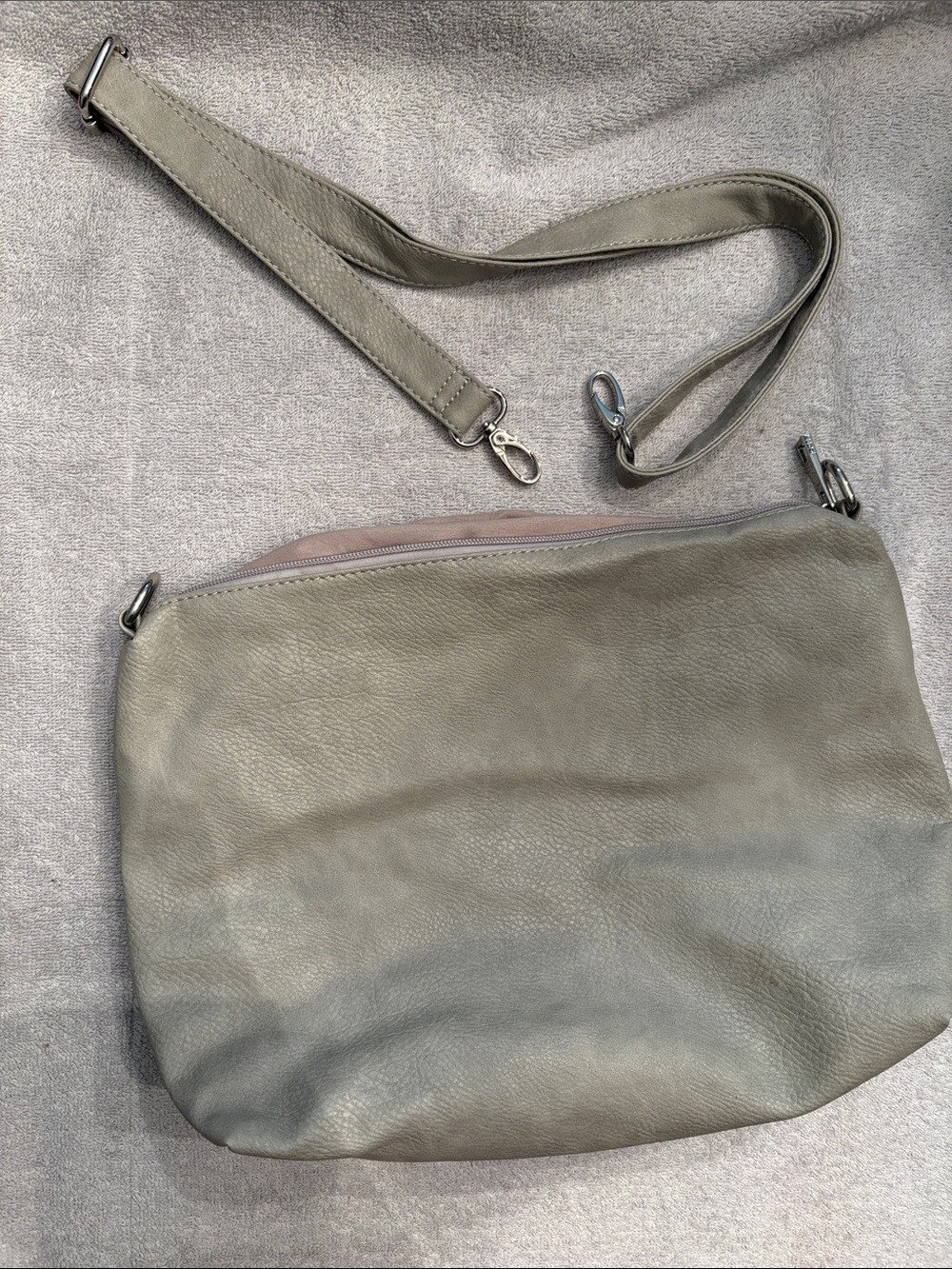 Aldo Taupe Grey Faux Leather Crossbody Bag with Removable Strap